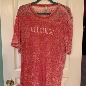 Chi omega red acid wash tee